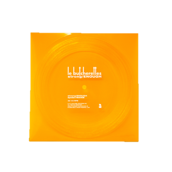 Orange flexi disc with white text